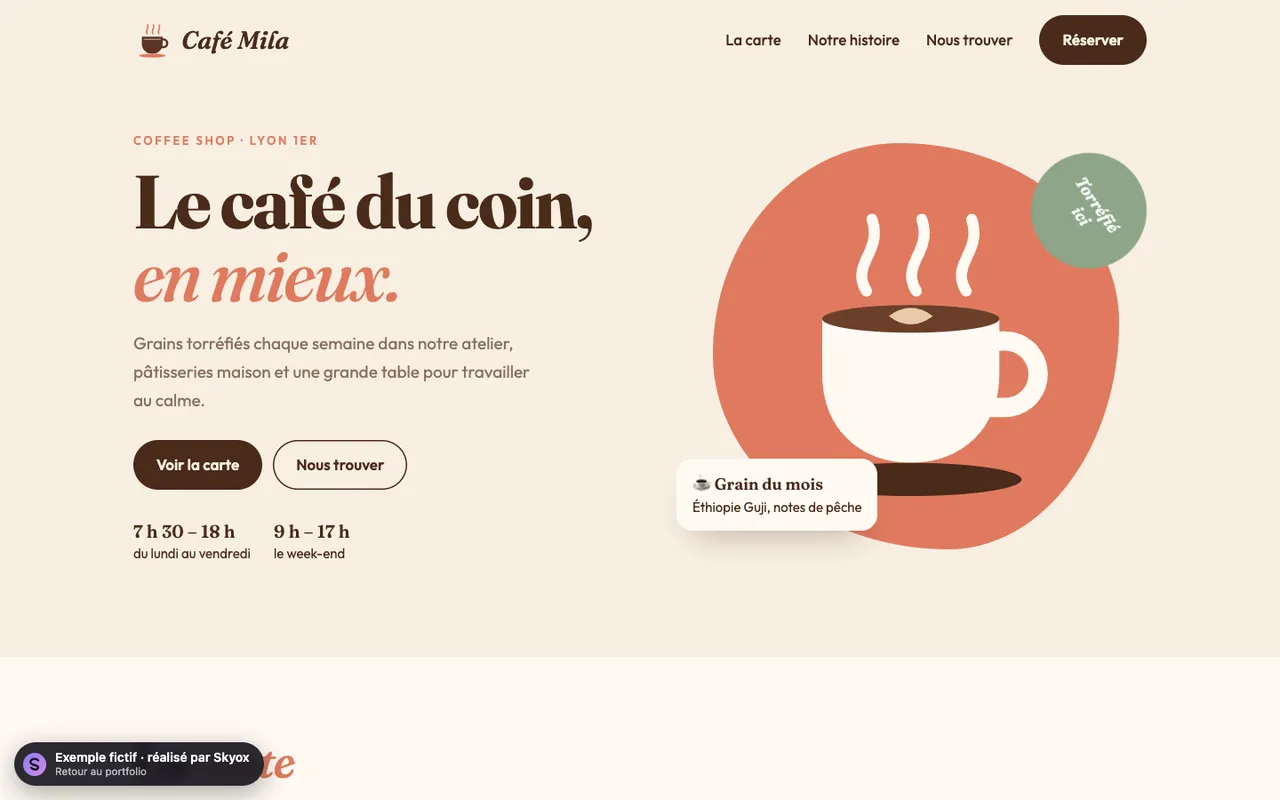 Site vitrine du Café Mila